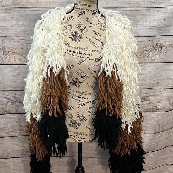 Katie Kane Cardigan Jacket Crochet Cropped Fun Funky Yarn Boho Size Large - Picture 4 of 9